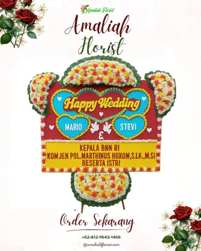 Karangan Papan Bunga Pernikahan di Pojok